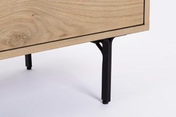 Comodă TV Stanwood, 160 cm, din MDF furniruit cu stejar și picioare din oțel, finisaj natural, 160x40x57 cm - Img 8