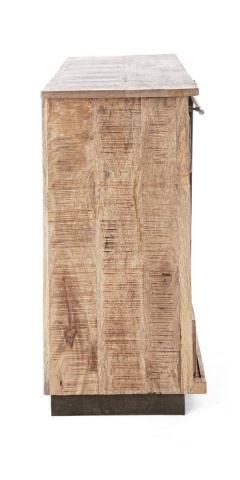 ComodaTudor, 1 ușă, 4 sertare, din lemn de mango și oțel, finisaj nitrocelulozic, 90x35x85 cm - Img 5