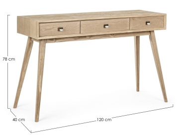 Consolă Alannis, cu 3 sertare, din lemn de brad și MDF, 120x40x78 cm - Img 2