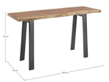 Consolă Aron, cu blat din lemn de acacia și picioare din oțel, 130x45x76 cm - Img 2