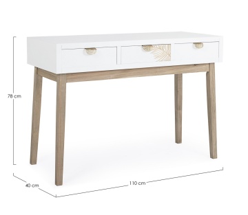 Consolă Folium cu 3 sertare, din lemn de brad și MDF, 110x40x78 cm - Img 2