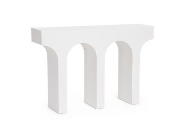 Consolă modelată Rhome, finisaj cu efect material, albă, 120x30x80 cm