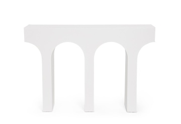 Consolă modelată Rhome, finisaj cu efect material, albă, 120x30x80 cm - Img 2