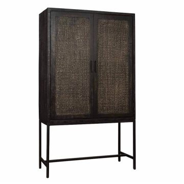 Dulap living Carini din lemn de mango negru 110 cm
