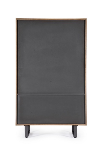 Dulap living Garwood, 4 uși, din MDF furniruit stejar și oțel, cu închidere amortizată, finisaj natural, 90x42x150 cm - Img 3