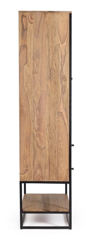 Dulap living Nartan cu 2 uși și 2 sertare, din lemn de sheesham și oțel, 90x45x190 cm - Img 4