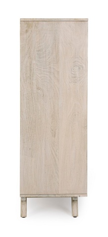 Dulap pentru vin Sahana, din lemn de mango cu uși din ratan, finisaj alb spălăcit, 85x40x123 cm - Img 5