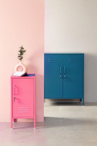 Dulapior Cambridge, cu 2 uși și 2 rafturi ajustabile, din metal vopsit electrostatic, albastru, 80x40x101.5 cm - Img 9