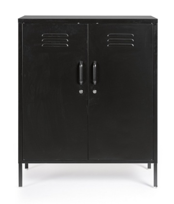 Dulapior Cambridge, cu 2 uși și 2 rafturi ajustabile, din metal vopsit electrostatic, negru, 80x40x101.5 cm - Img 3