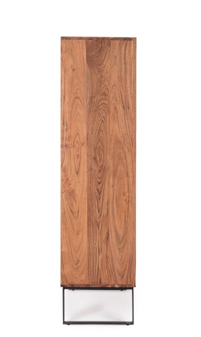 Dulapior din lemn de acacia, 2 uși și 2 sertare cu fronturi intarsiate, 88x40x150 cm - Img 4