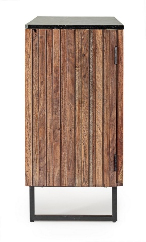 Dulapior Norfolk stil vintage, cu 2 uși, din lemn de acacia, cu blat de marmură și picioare din oțel, 85 x 38 x 85 cm - Img 5