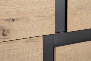 Dulapior Stanwood, cu 3 uși, MDF furniruit stejar, finisaj natural, 90x40x120 cm - Img 7
