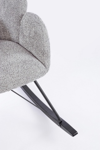 Fotoliu balansoar Sibilla, din poliester efect bouclé, stil vintage, gri deschis, 86 x 62 x 72 cm - Img 8