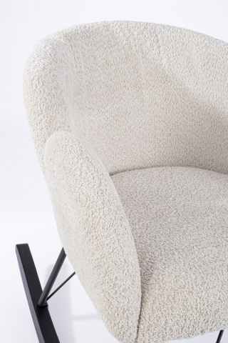 Fotoliu balansoar Sibilla, din poliester efect bouclé, stil vintage, natur, 86 x 62 x 72 cm - Img 7