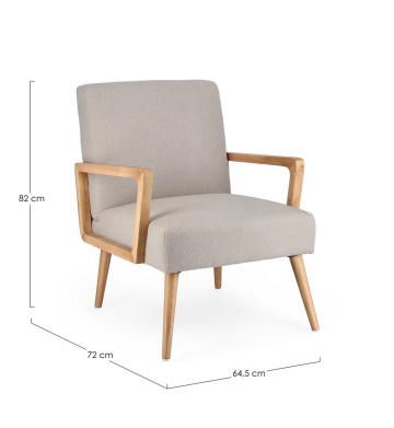 Fotoliu Veriana, textil, gri deschis, 64.5 x 72 x 82 cm - Img 2