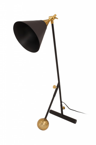 Lampa de birou din fier/alama/aluminiu Celeste, negru/auriu, un bec