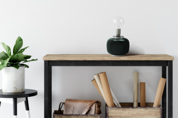 Lampa decorativa din fier, verde inchis/argintiu, un bec 20x20x25 cm - Img 2