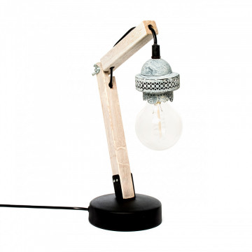 Lampa decorativa din lemn/fier Rossa VI gri, un bec - Img 3