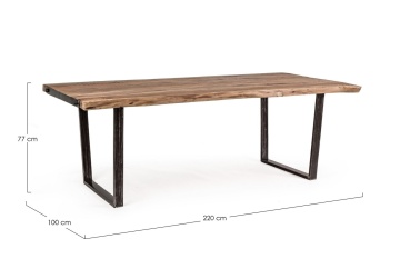 Masă dining Elmer, 8 persoane, din lemn de Acacia și oțel, 220 x 100 cm - Img 2