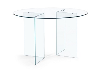 Masă dining fixă Iride, 6 locuri, din sticlă, Ø130 cm