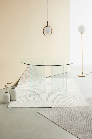Masă dining fixă Iride, 6 locuri, din sticlă, Ø130 cm - Img 7