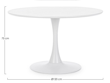 Masă dining rotundă Bloom, pentru 6 persoane, albă, diametru 120 cm - Img 2
