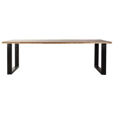 Masa dreptunghiulara cu blat din lemn de salcam 160x90x76 cm maro/negru - Img 1