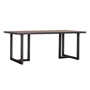 Masa dreptunghiulara cu blat din lemn de salcam Hudson 240x100x77 cm maro/negru - Img 1