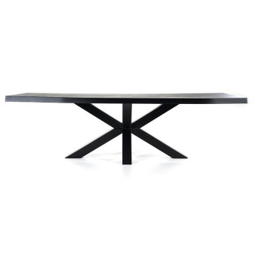 Masa dreptunghiulara din lemn de stejar 300x100 cm neagra - Img 1
