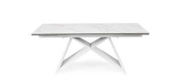 Masă extensibilă pentru 8-10 persoane, cu blat din ceramică și sticlă securizată, picioare din oțel, 180-260x90x76 cm - Img 4