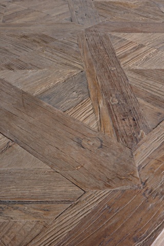 Masă Kaily fixă, pentru 6 persoane, din lemn de ulm reciclat, finisaj antichizat, 160x90 cm - Img 5
