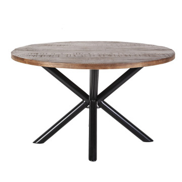 Masa rotunda cu blat din lemn de mango 130x130x76 cm maro/negru