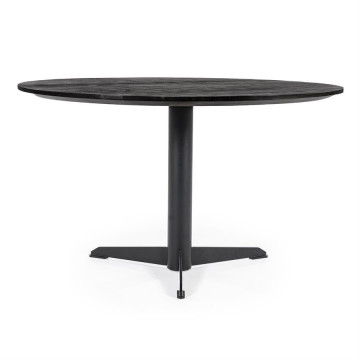 Masa rotunda din lemn de mango Donny 130x76 cm neagra - Img 1