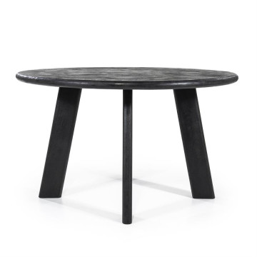 Masa rotunda din lemn de mango Fynn 130x75 cm neagra - Img 1