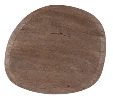Măsuță de cafea, blat neregulat din lemn de mango 86x76 cm, bază din oțel, maro rustic, înălțime 40 cm - Img 5