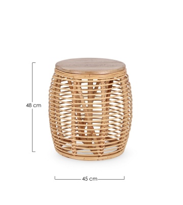 Măsuță de cafea, diametru 45 cm, rotundă, din ratan cu blat din lemn de mango, finisaj nitrocelulozic, înălțime 48 cm - Img 2