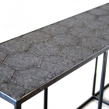 Masuta de cafea dreptunghiulara din marmura si metal 140x40x38 cm neagra - Img 3