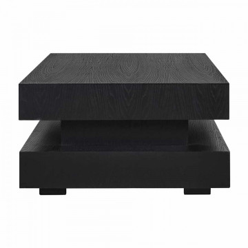 Masuta de cafea dreptunghiulara din stejar cu spatiu de depozitare Oakura 43x150x80 cm neagra - Img 2