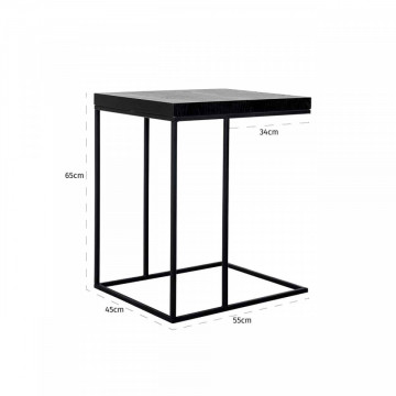 Masuta de cafea dreptunghiulara din stejar si metal Oakura 65x55x45 cm neagra - Img 5