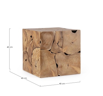 Măsuță de cafea Elwood 40x40, cu blat din rădăcină de tec și picioare din oțel, finisaj nitrocelulozic - Img 2
