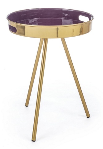 Măsuță de cafea Inesh Purple, rotundă, din oțel și oțel emailat, Ø42x50 cm