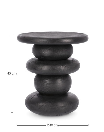 Măsuță de cafea Lopez, rotundă, din lemn de mango, neagră, diametru 40 cm - Img 2
