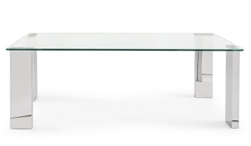 Măsuță de cafea modernă Arley, cu blat din sticlă securizată, 120x60x45 cm - Img 3