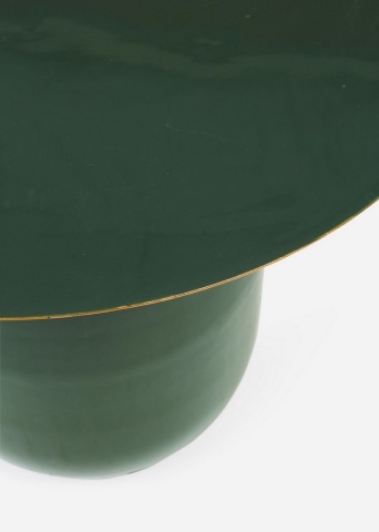 Măsuță de cafea Nalima, rotundă, din oțel emailat, verde închis, diametru 50 cm, înălțime 39.5 cm - Img 4