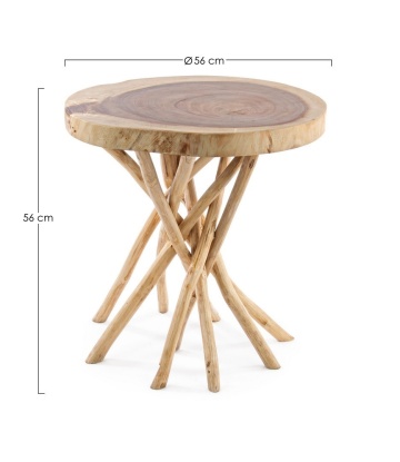 Măsuță de cafea pătrată, din lemn de Mungur și crengi de Teak, 56x56x56 cm - Img 2
