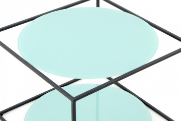 Masuta de cafea patrata din sticla cu spatiu de depozitare Cody 50x50x36 cm verde/negru - Img 6