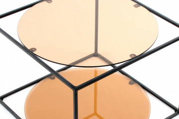 Masuta de cafea patrata din sticla cu spatiu de depozitare Cody 50x50x36 cm Coral/negru - Img 6