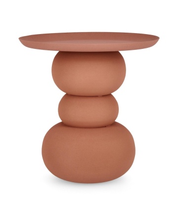 Măsuță de cafea rotundă Alpa, din oțel, finisaj mat cu efect rugos, teracotă, diametru 41 cm, înălțime 42 cm