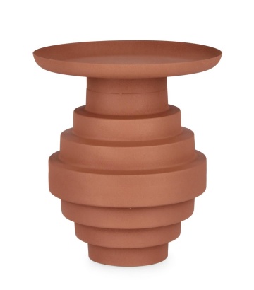 Măsuță de cafea rotundă Amba, din oțel teracotă mat, diametru 35.5 cm