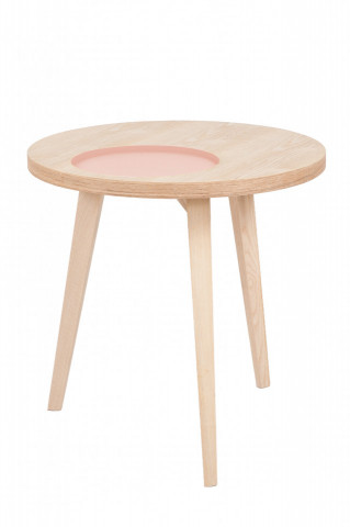 Masuta de cafea rotunda din lemn Addison 50x50x50 cm maro/roz
